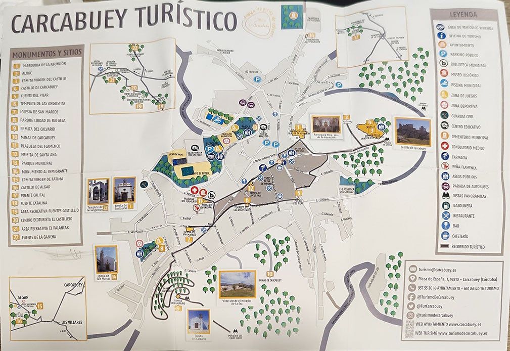Mapa de Carcabuey con los puntos turísticos más importantes