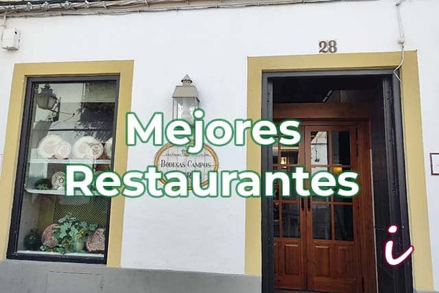 imagen de la fachada del restaurante Bodegas Campos y el texto "mejores restaurantes"