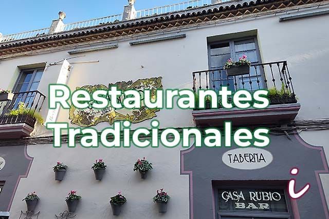 Imagen de la fachada del restaurante Casa Rubio y el texto "restaurantes tradicionales"